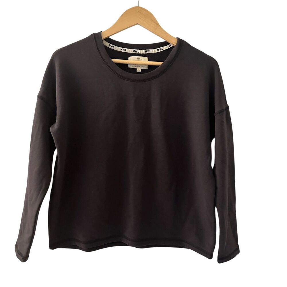 Madewell MWL Weekend Dark Grey Crewneck Boxy Fleece Lined‎ Sweatershirt XS